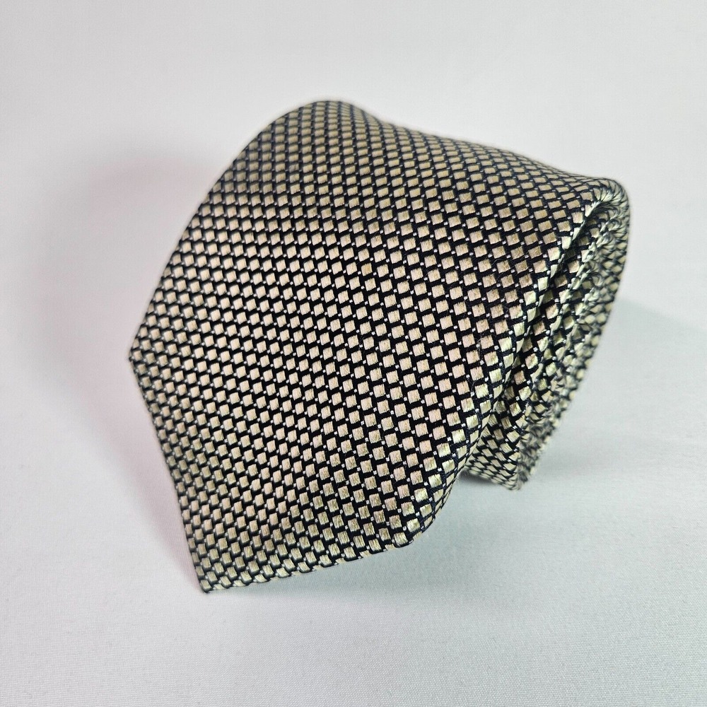 Club Room 100% Silk Tie Mens Geometric Gold 3"‎ x 60"
